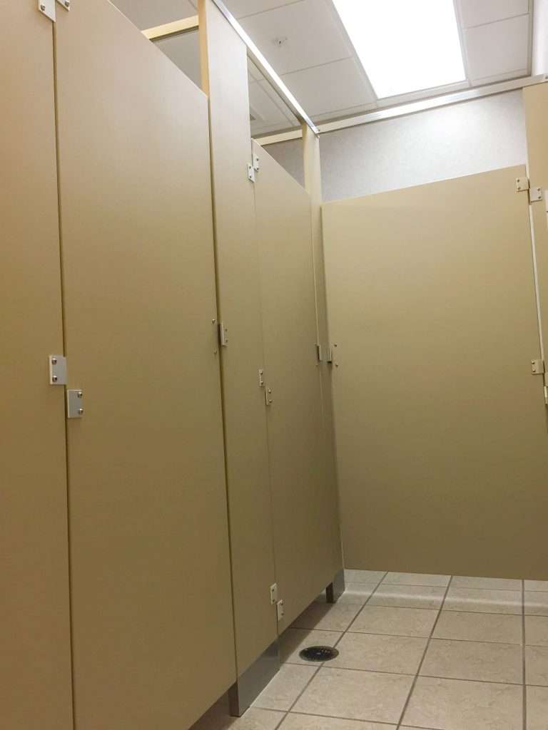 Restroom Partitions Made with King Plasti-Bal® Adobe Custom Color
