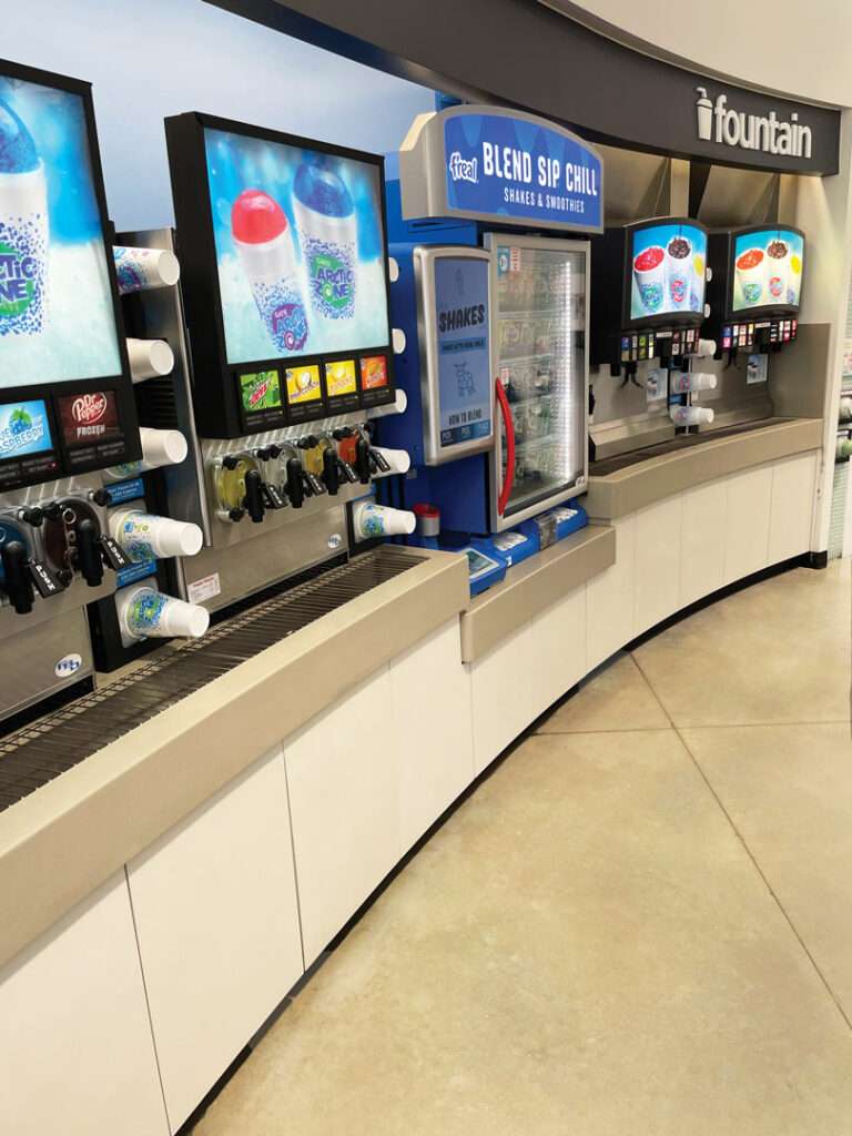 Convenience Stores Are Using HDPE Refrigerated Beverage Dispenser Station in Light Gray