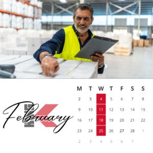 February 2026 calendar with highlighted dates