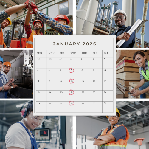 January 2026 calendar with highlighted dates